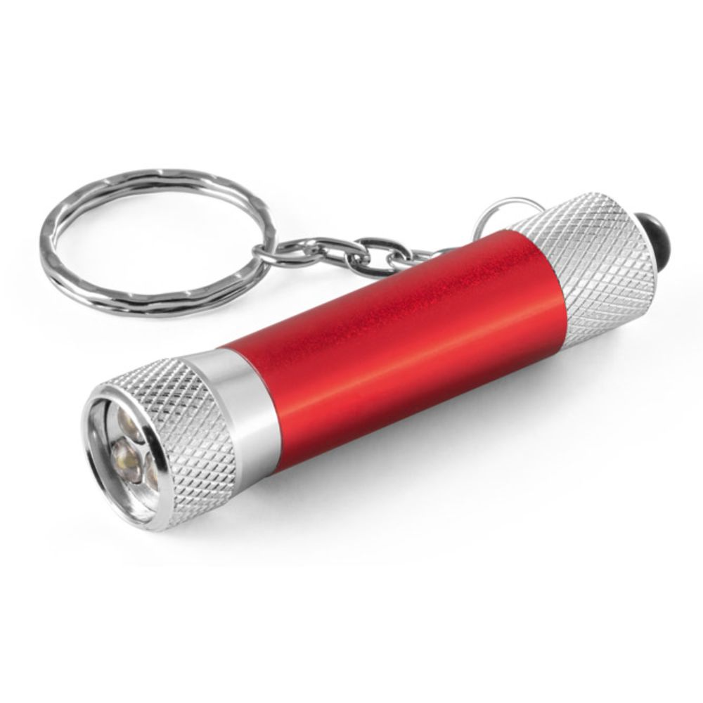 Chaveiro Lanterna Vermelho em Alumínio para Brindes Personalizados