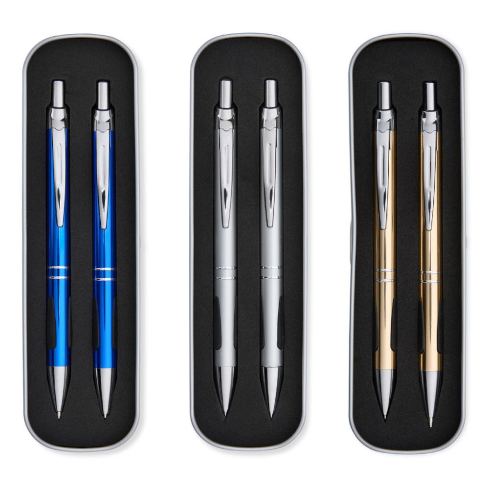 Conjunto de caneta e lapiseira em metal personalizado para brindes promocionais