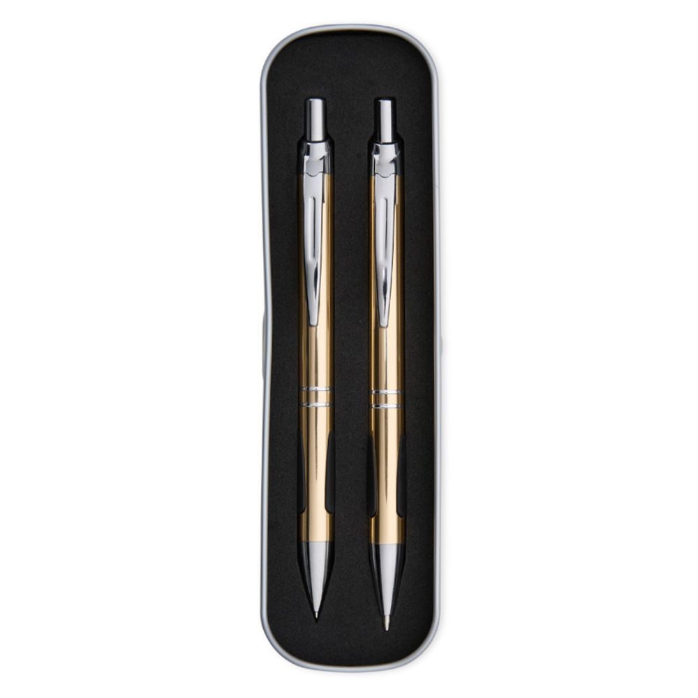 Conjunto de caneta e lapiseira em metal personalizado para brindes promocionais