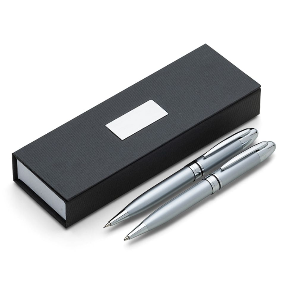 Conjunto caneta e lapiseira de metal personalizada para brindes corporativos