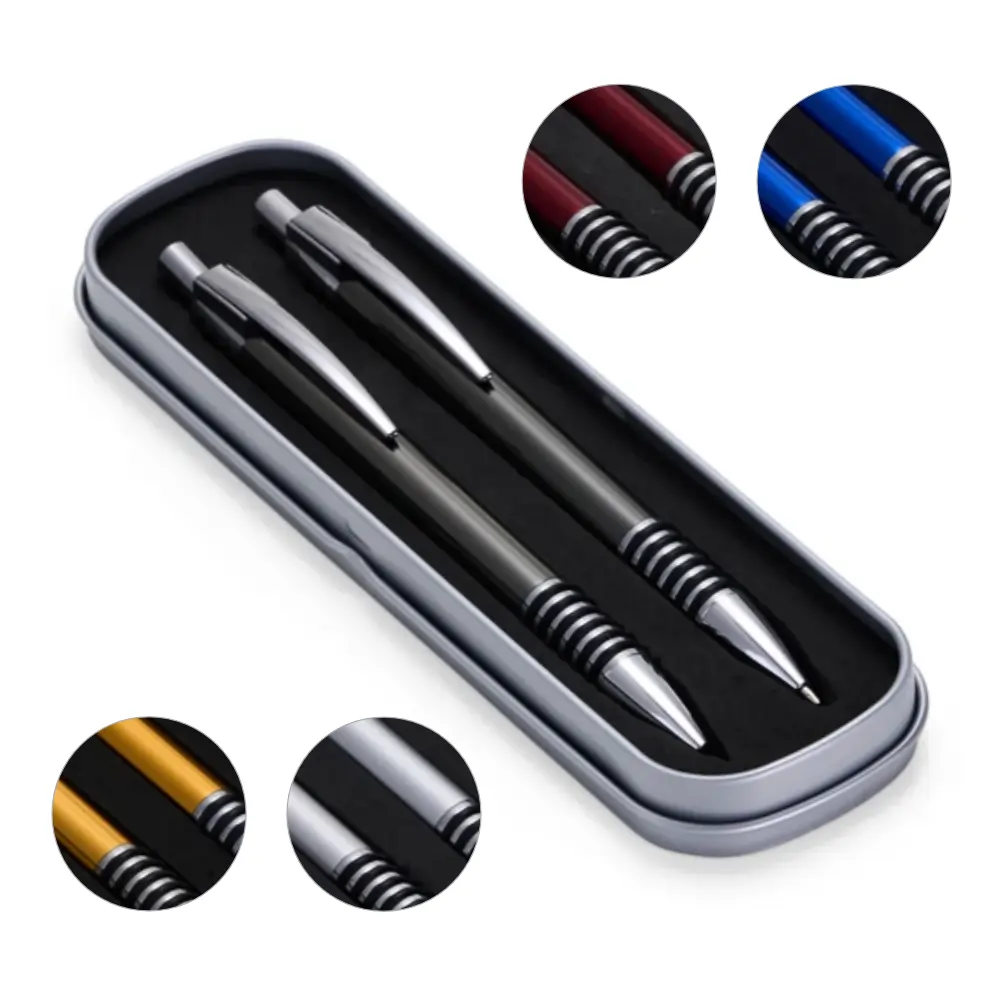 Conjunto de caneta e lapiseira de metal personalizado para brindes promocionais