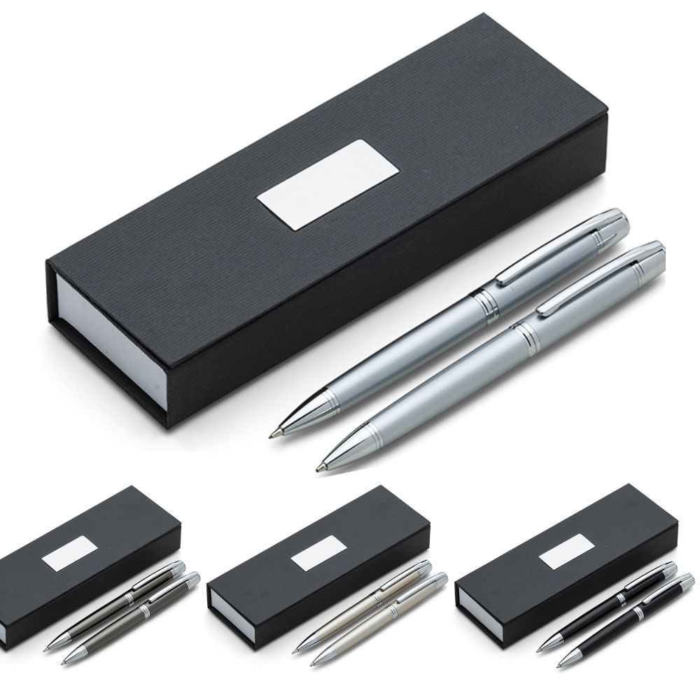 Conjunto caneta e lapiseira em metal personalizado para brindes corporativos