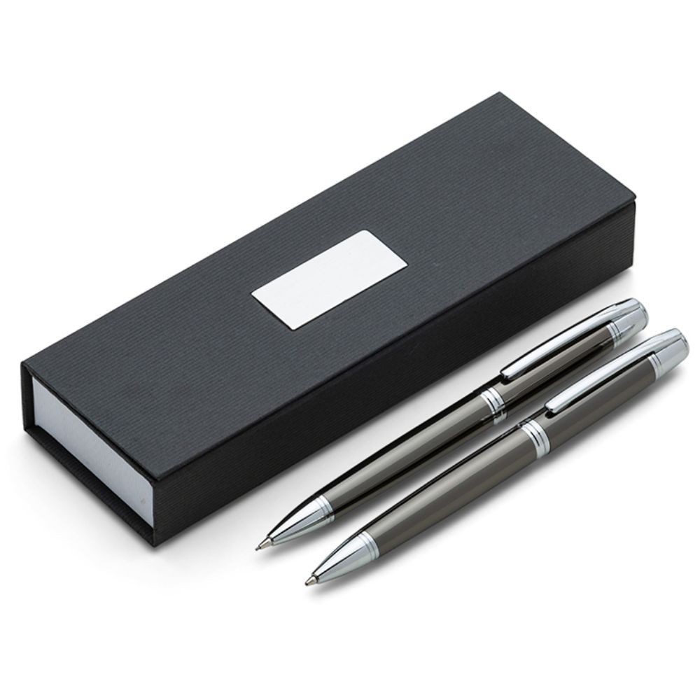 Conjunto caneta e lapiseira em metal personalizado para brindes corporativos
