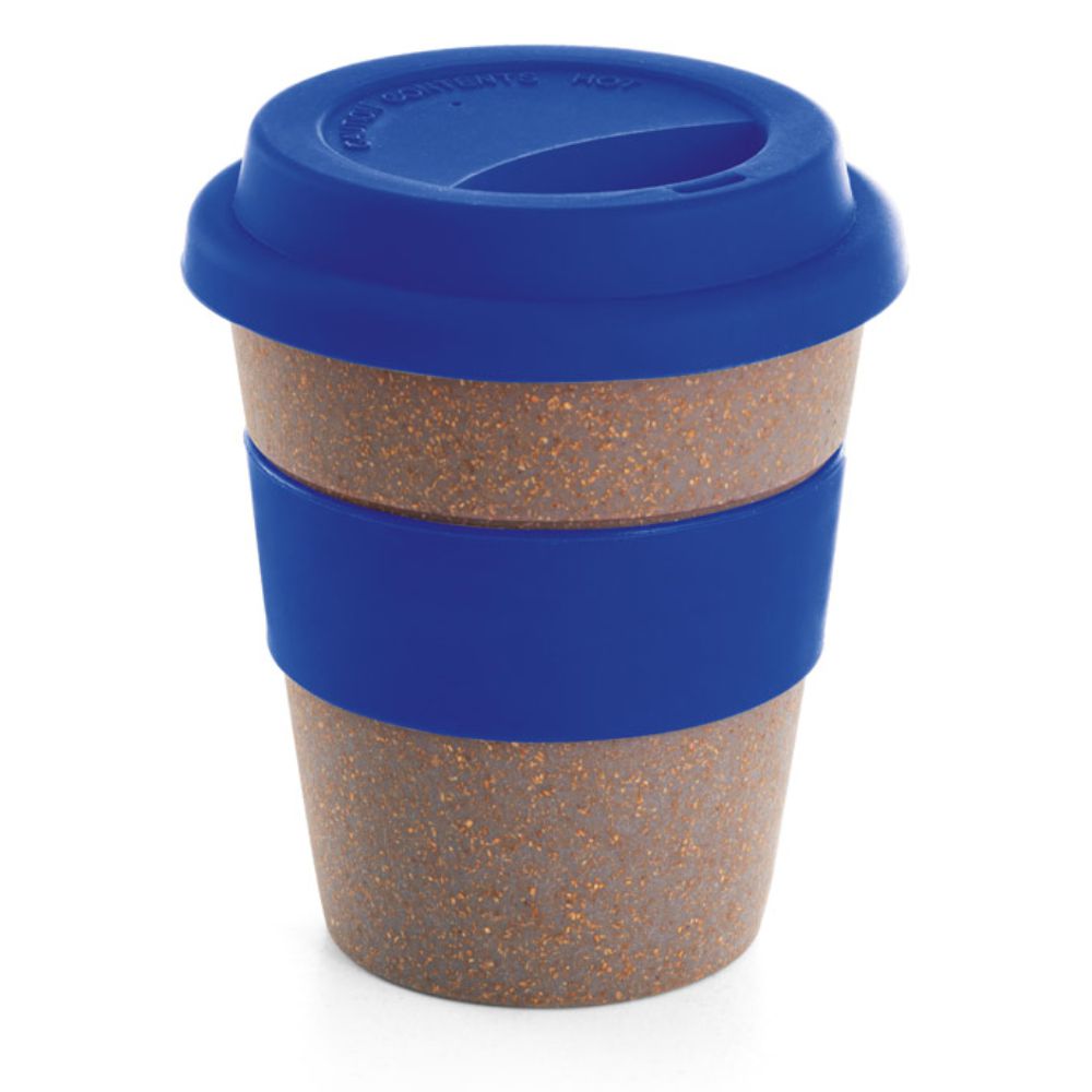 Copo 390 ml Azul de Bambu e Plástico com Tira de Silicone para Brindes Personalizados
