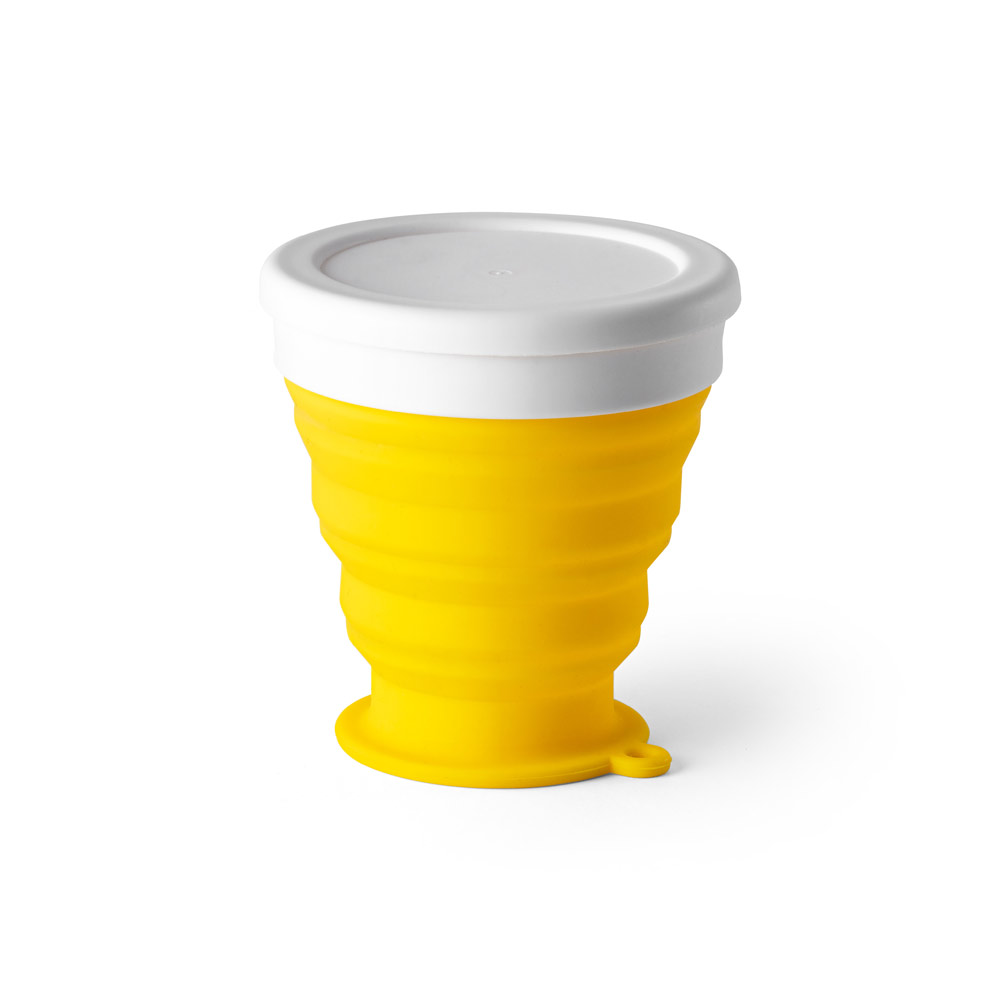 Copo Dobrável 240 ml de Silicone para Brindes Amarelo