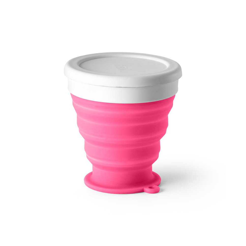 Copo Dobrável 240 ml de Silicone para Brindes Rosa