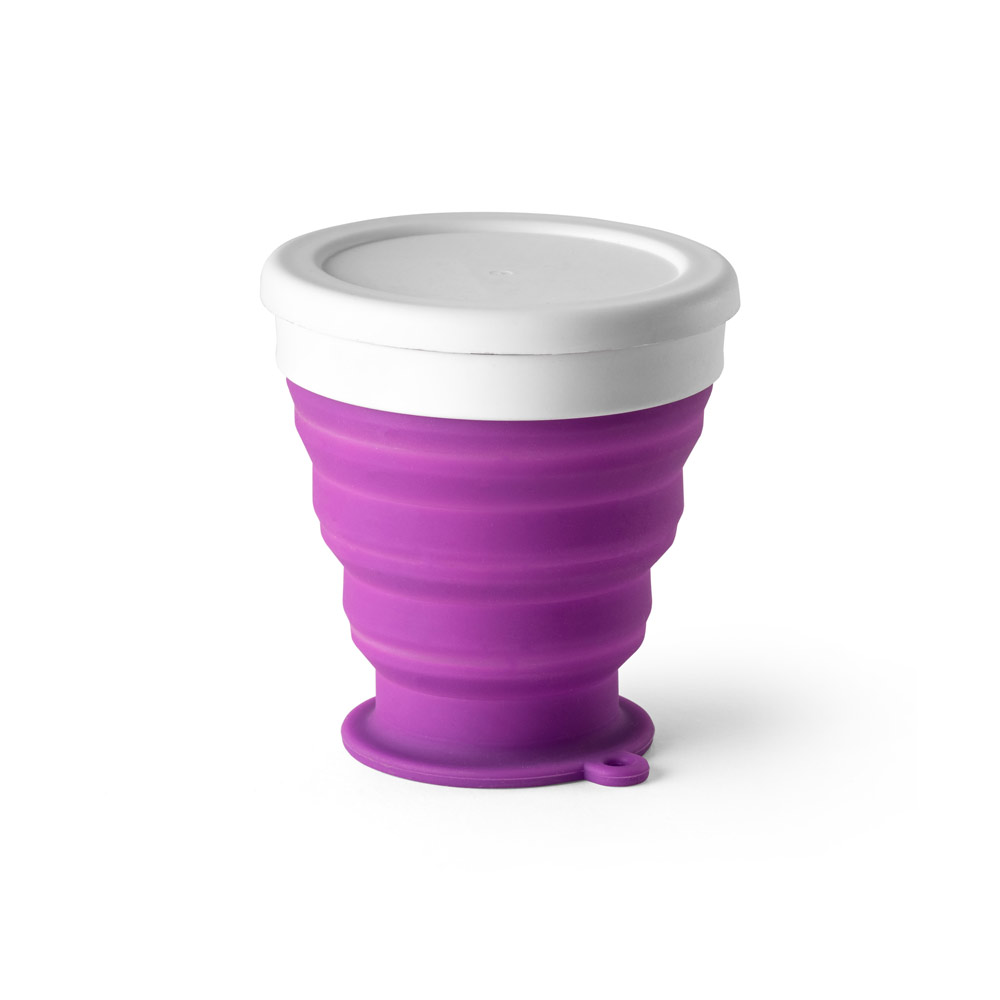 Copo Dobrável 240 ml de Silicone para Brindes Roxo