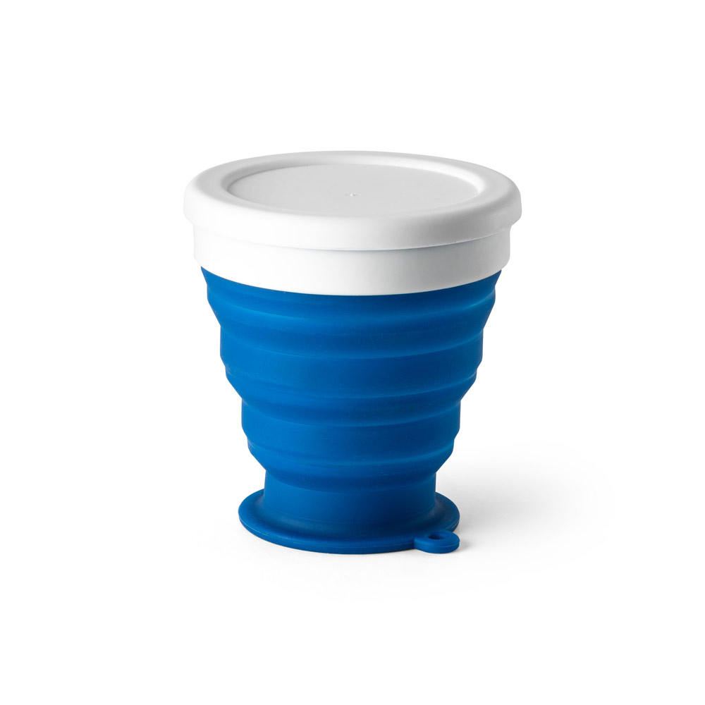 Copo Dobrável 240 ml de Silicone para Brindes Azul Claro