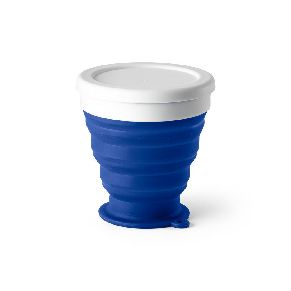 Copo Dobrável 240 ml de Silicone para Brindes Azul