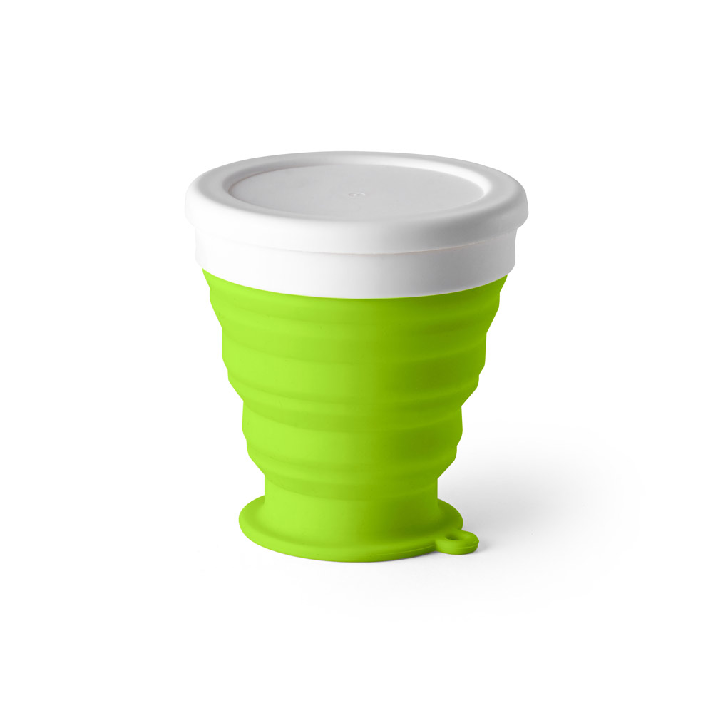 Copo Dobrável 240 ml de Silicone para Brindes Verde Claro