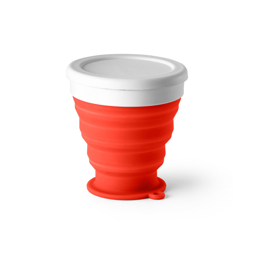 Copo Dobrável 240 ml de Silicone para Brindes Vermelho