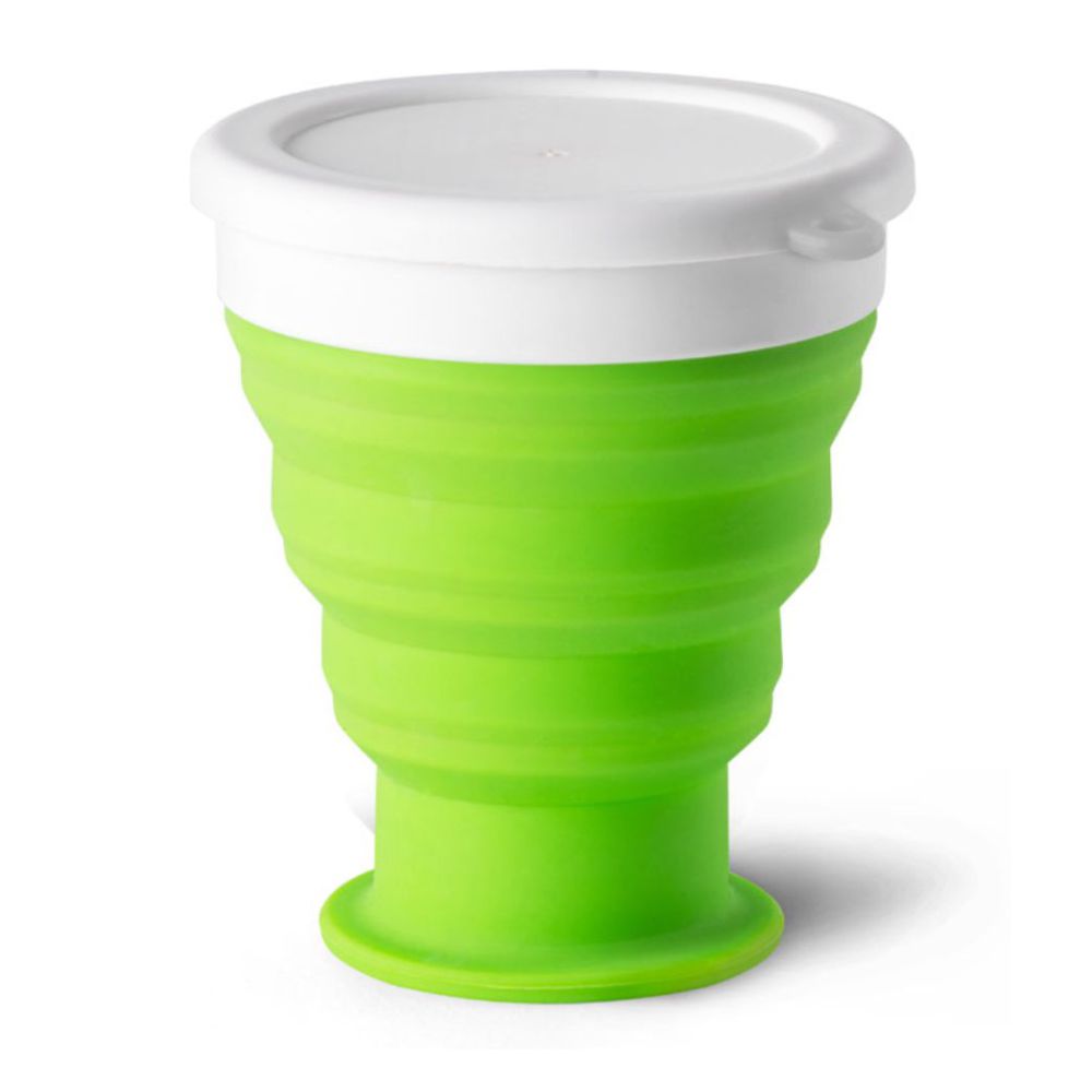 Copo Dobrável Verde Claro 400 ml de Silicone para Brindes Personalizados
