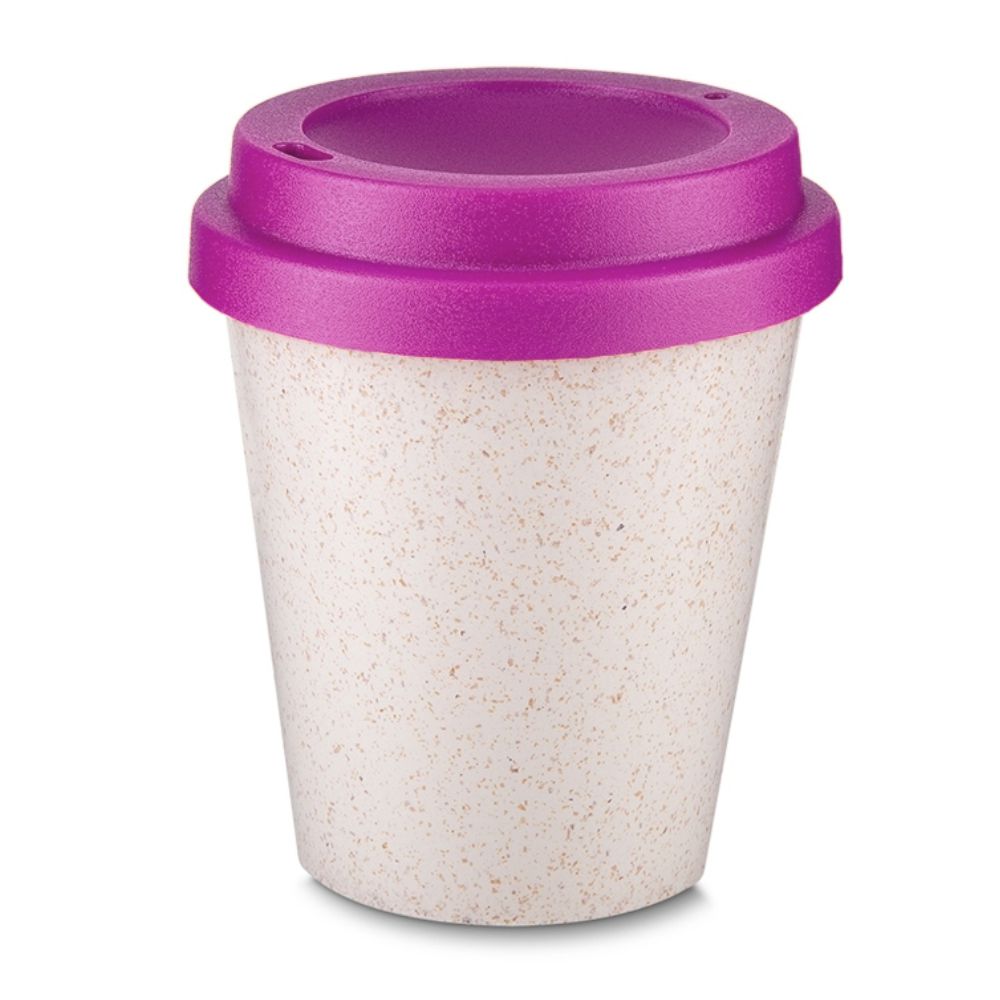 Copo Fibra de Arroz Rosa 350ml para Brindes Personalizados