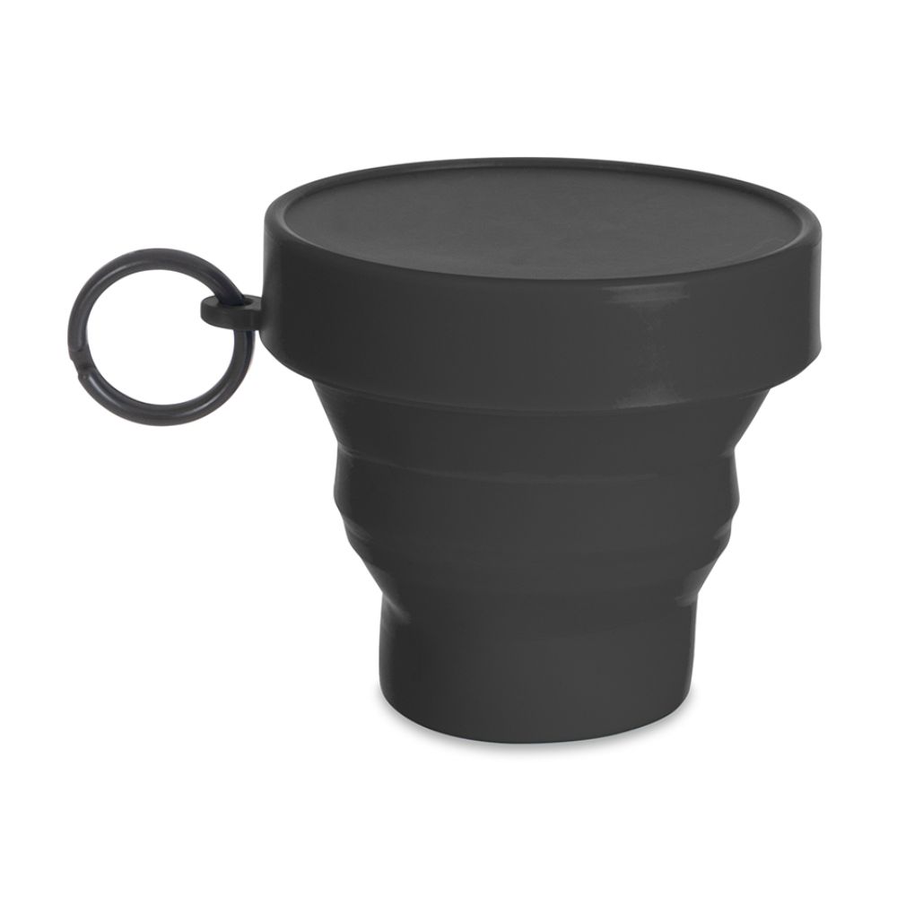 Copo Retrátil 150ml de Borracha Preta para Brindes Personalizados