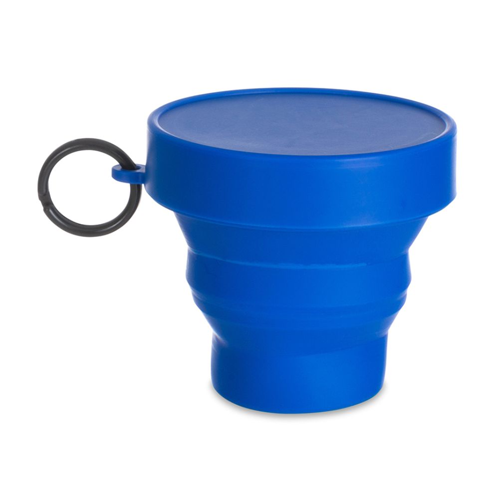 Copo Retrátil 150ml de Borracha Azul para Brindes Personalizados