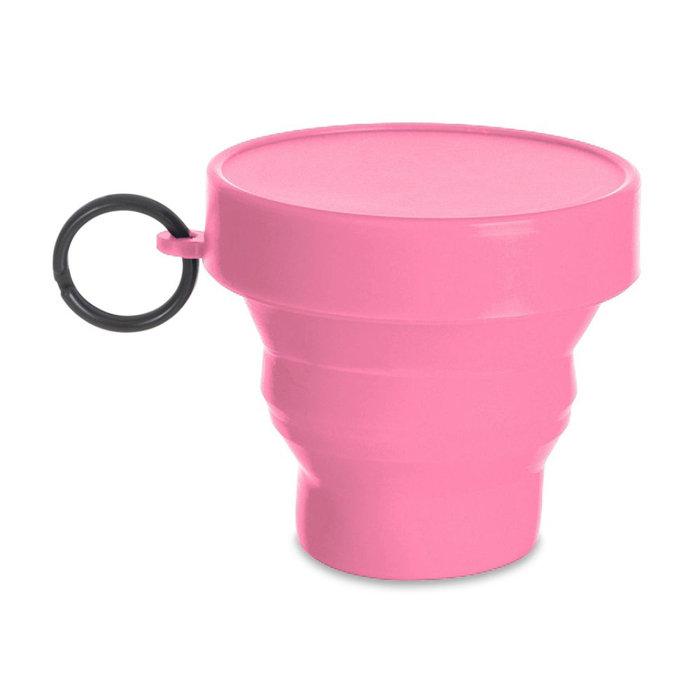 Copo Retrátil 150ml de Borracha Rosa para Brindes Personalizados