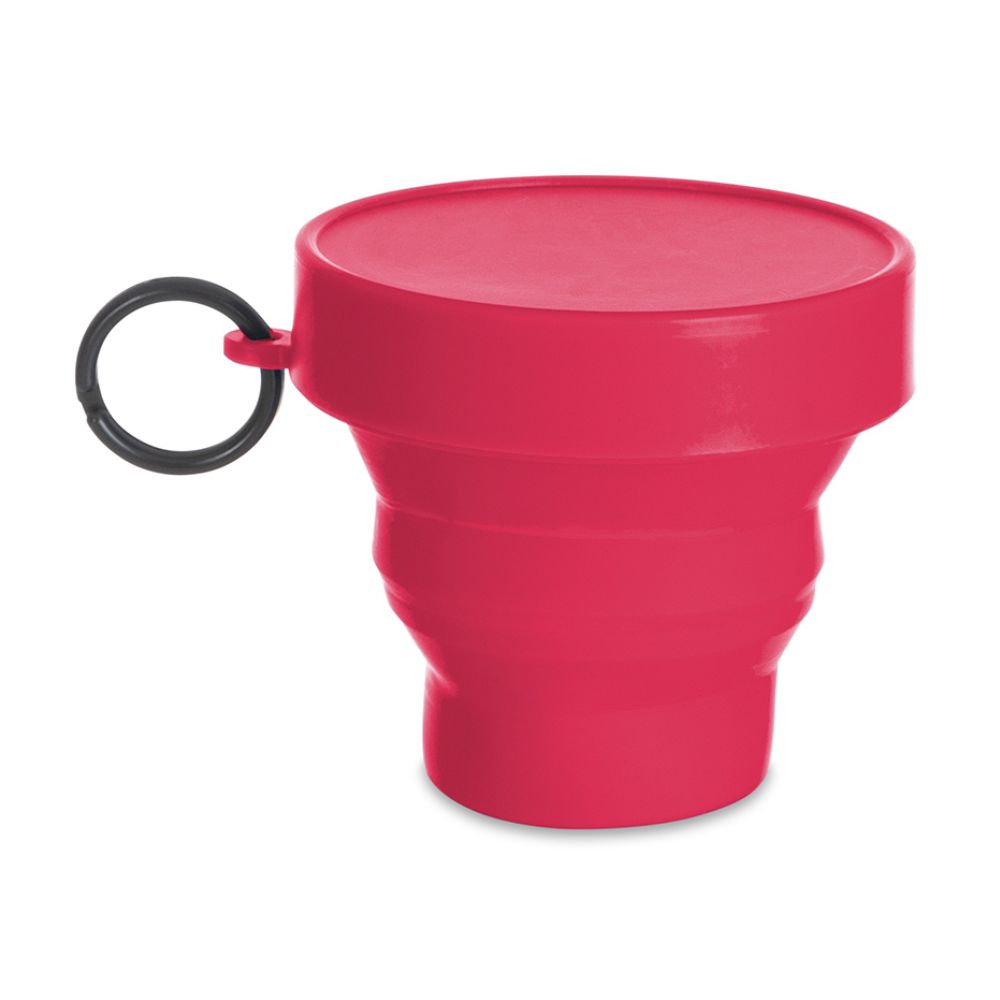 Copo Retrátil 150ml de Borracha Rosa para Brindes Personalizados
