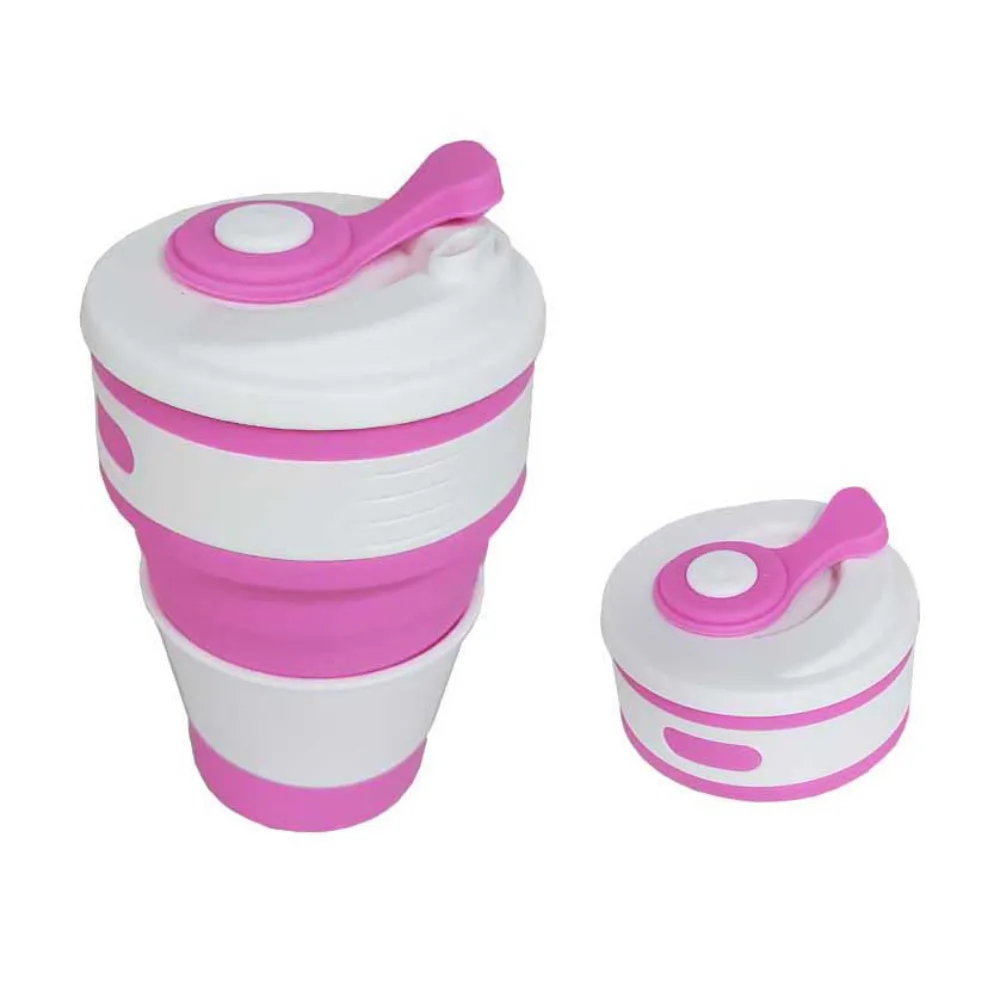 Copo Retrátil 350ml de Silicone para Brindes Rosa
