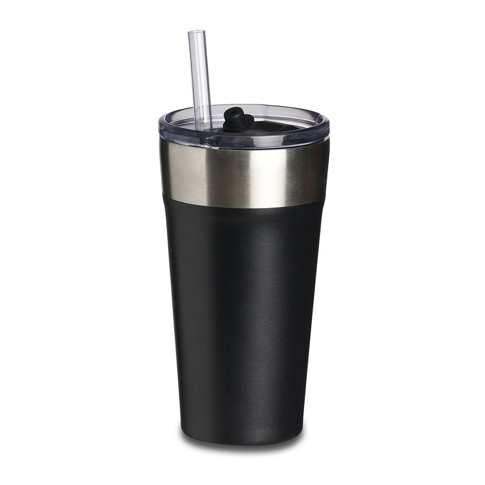 Copo Térmico com Canudo 500 ml Personalizado Preto