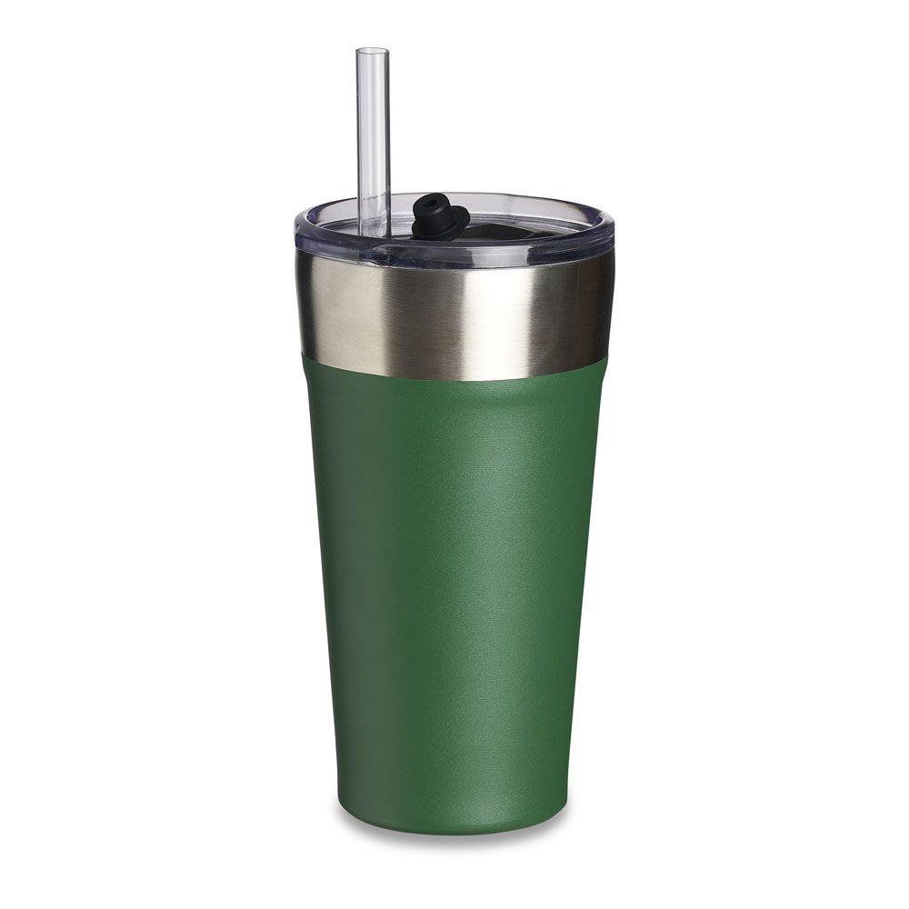 Copo Térmico com Canudo 500 ml Personalizado Verde