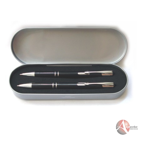 Conjunto de Caneta e Lapiseira Metálico Preto