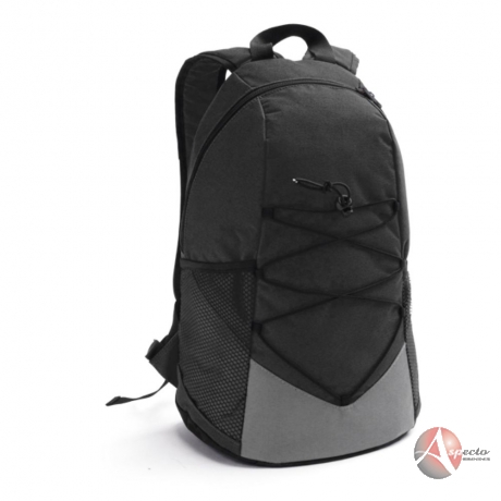 Mochila em Nylon 600D e Bolsos Laterais para Brindes Preta