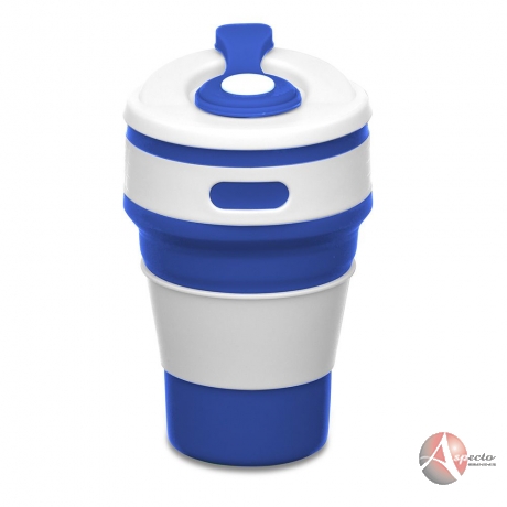 Copo Retrátil 350ml de Silicone para Brindes Azul
