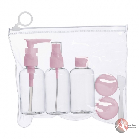 Frasco para Kit Viagem 6 Peças para Brindes Rosa