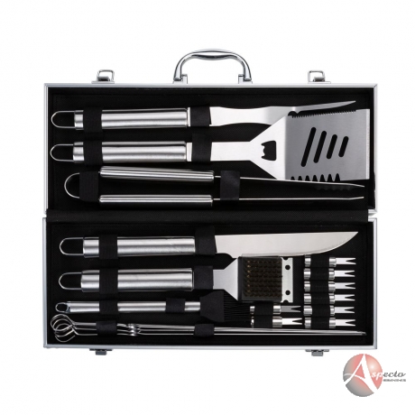 Kit Churrasco 18 peças em Metal com Maleta para Brindes