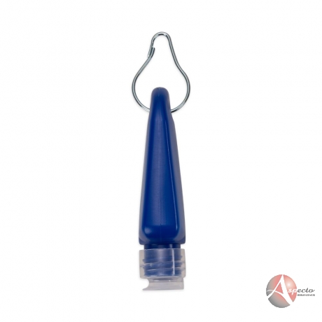 Frasco Plástico 40ml com Mosquetão para Brindes Azul