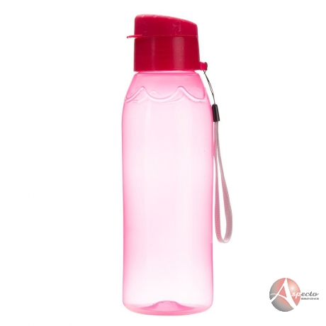Garrafa Plástica 700ml com Cordão para Brindes Vermelha