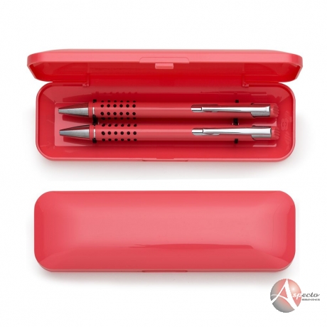 Conjunto de Caneta e Lapiseira Metálico Rosa