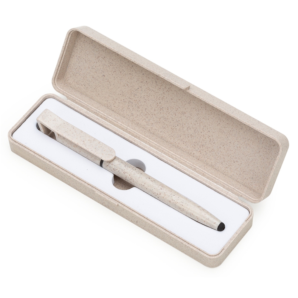 Estojo Fibra de Bambu para Brindes Personalizados Bege