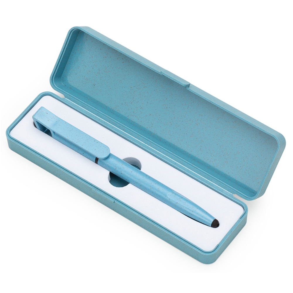 Estojo Fibra de Bambu para Brindes Personalizados Azul