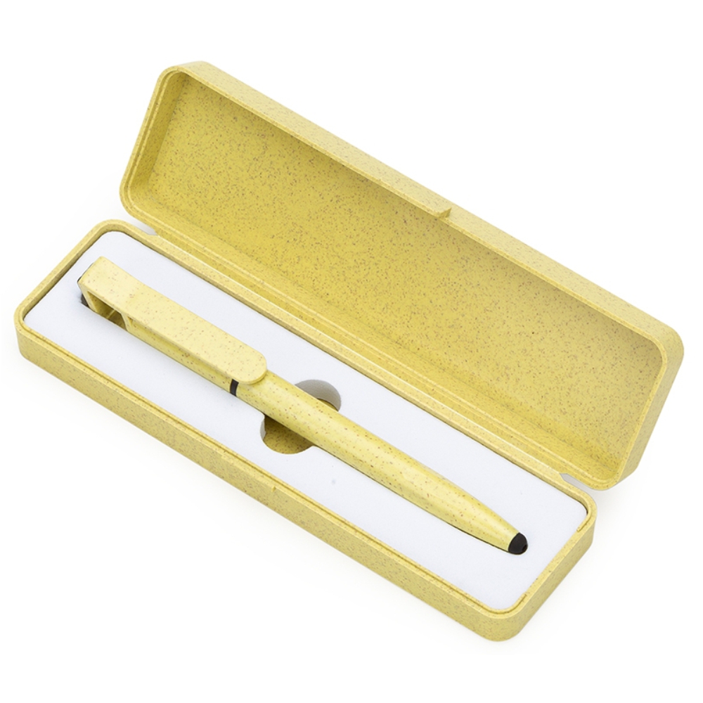 Estojo Fibra de Bambu para Brindes Personalizados amarelo