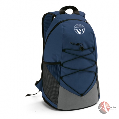 Mochila em Nylon 600D e Bolsos Laterais para Brindes Azul