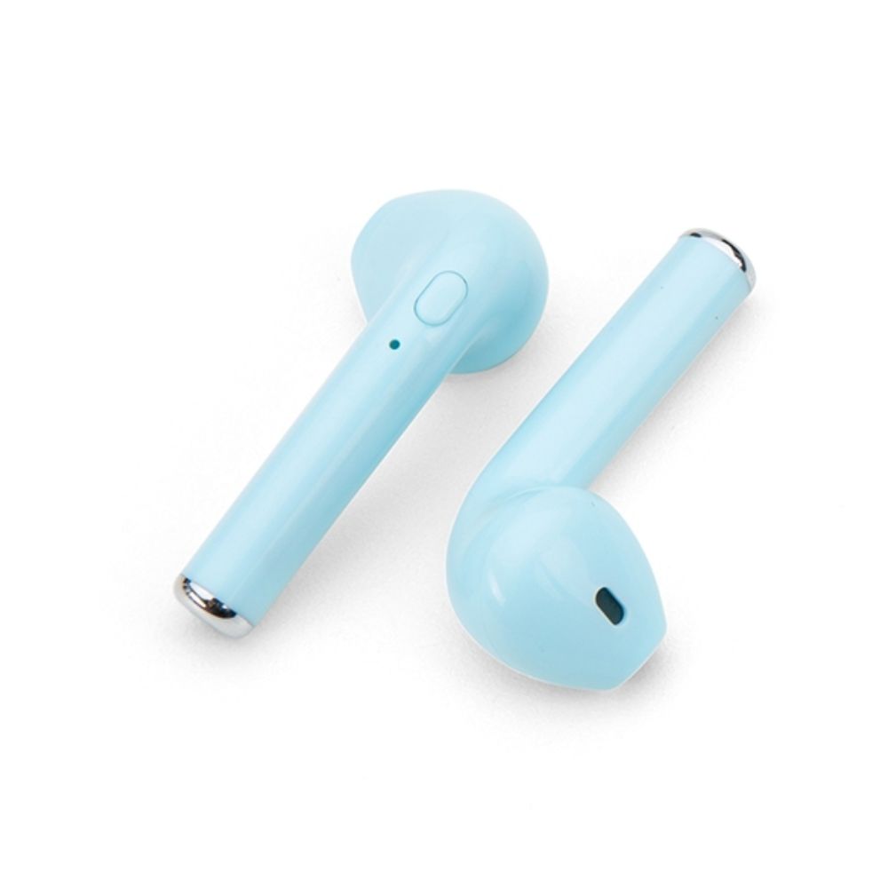 Fone Bluetooth com Case Carregador para Brindes Azul Claro