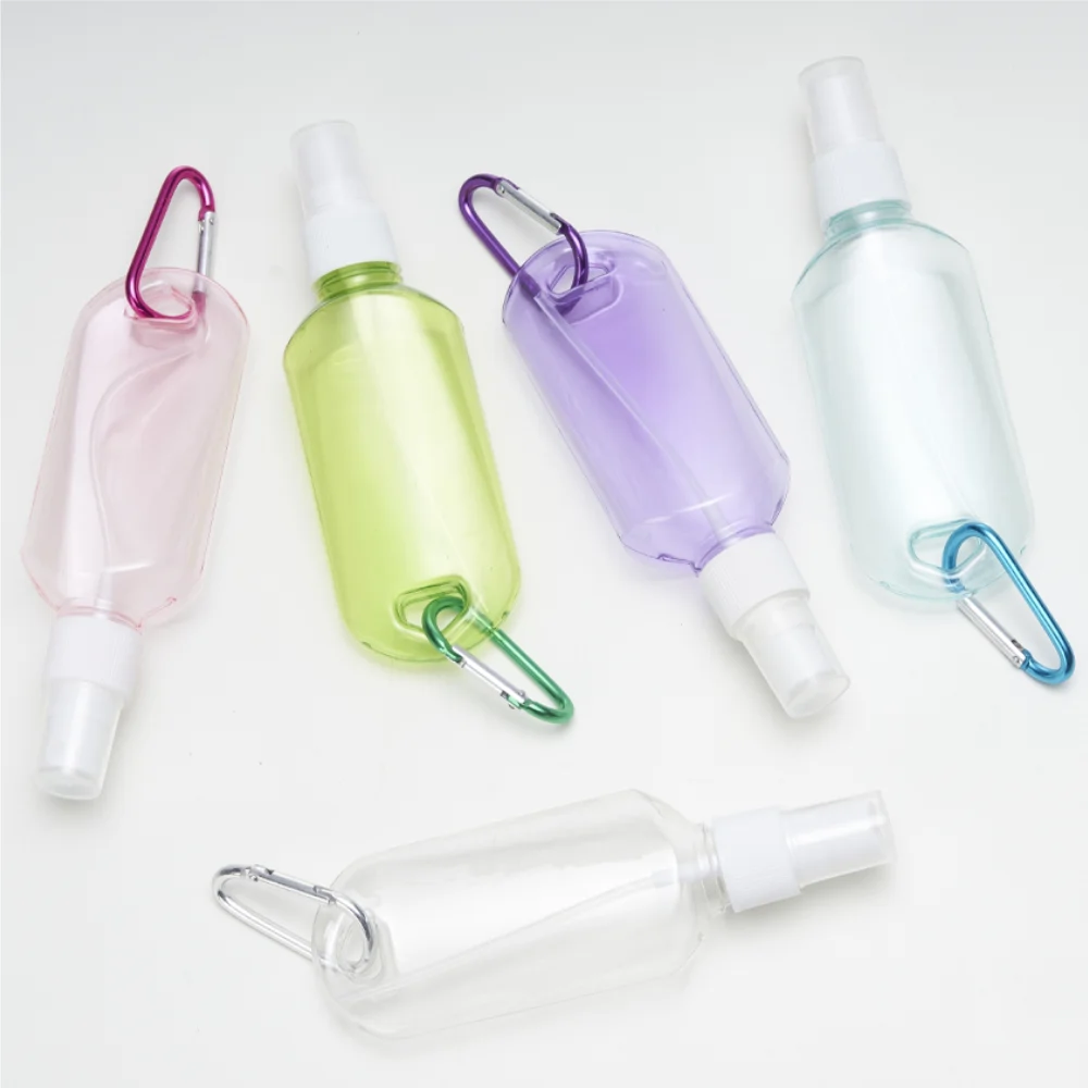 Frasco plástico com mosquetão personalizado para brindes promocionais