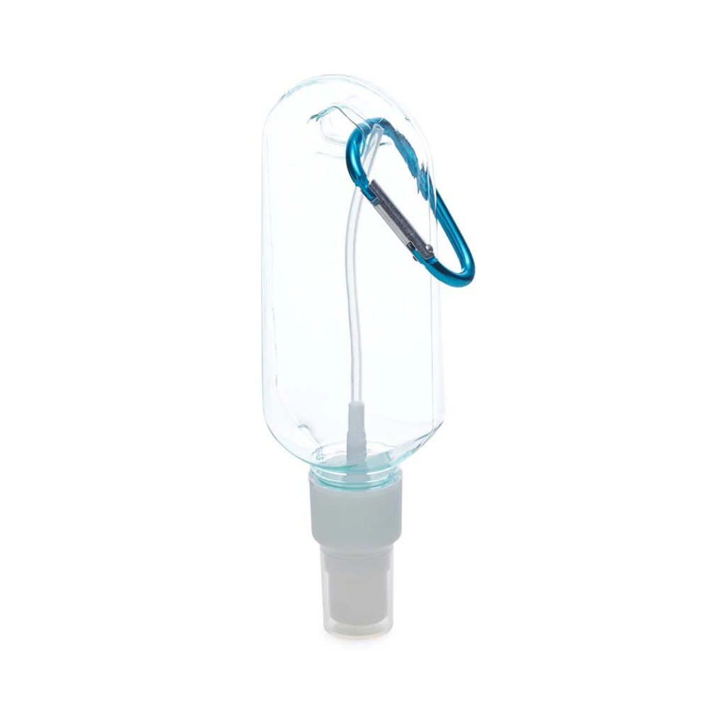 Frasco plástico com mosquetão personalizado para brindes promocionais