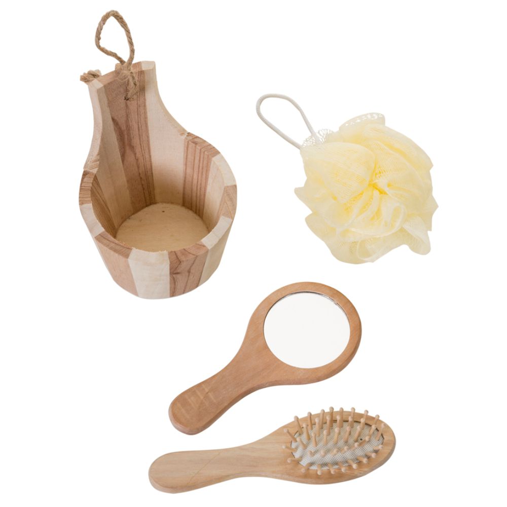 Kit banho de Madeira com 3 peças para Brindes Corporativos