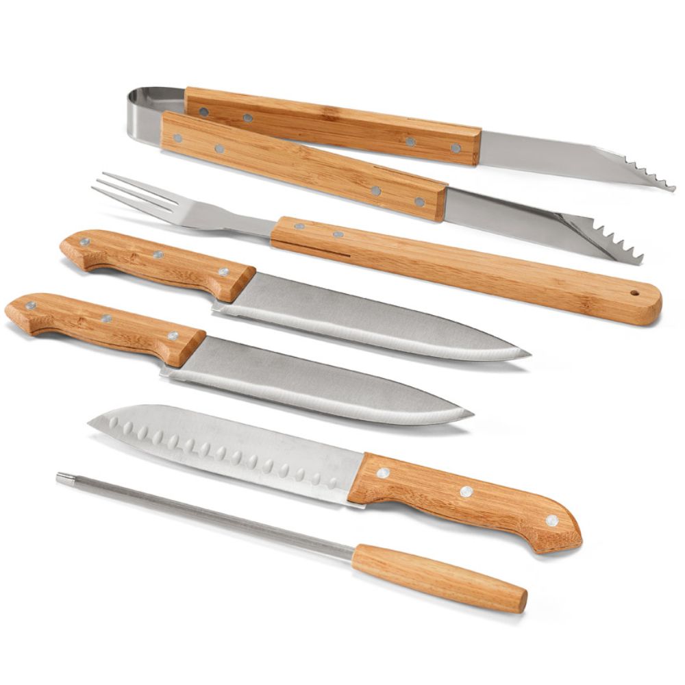 Kit churrasco de bambu personalizado para brindes promocionais