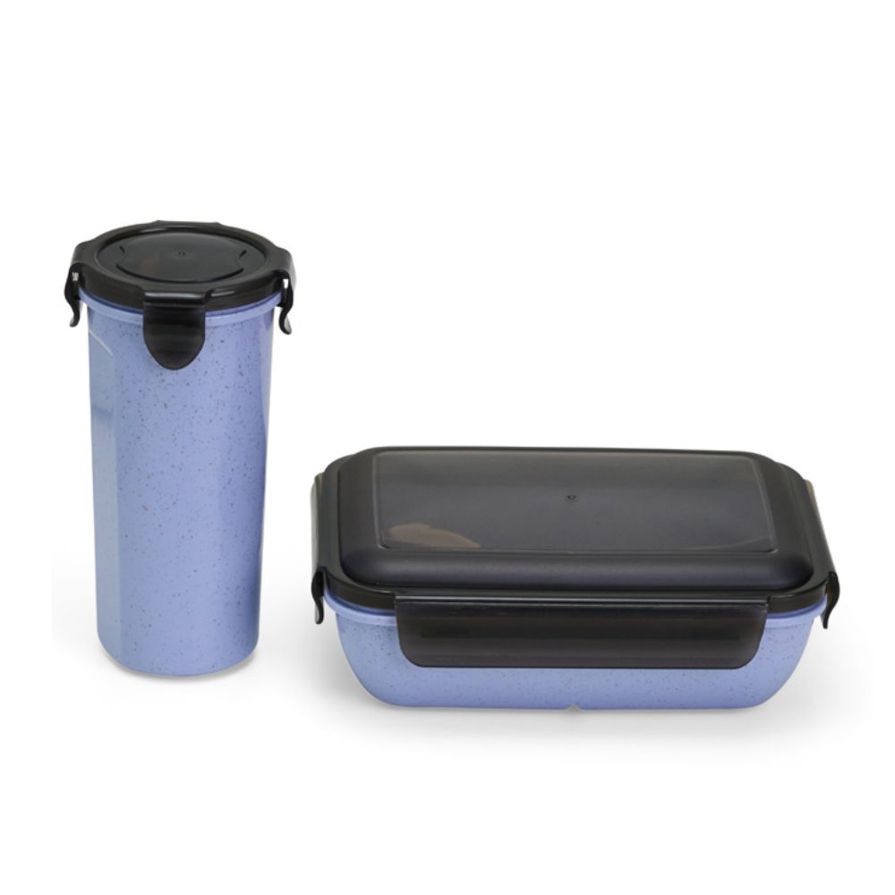 Kit Copo e Marmita Fibra Roxo de Bambu  para Brindes