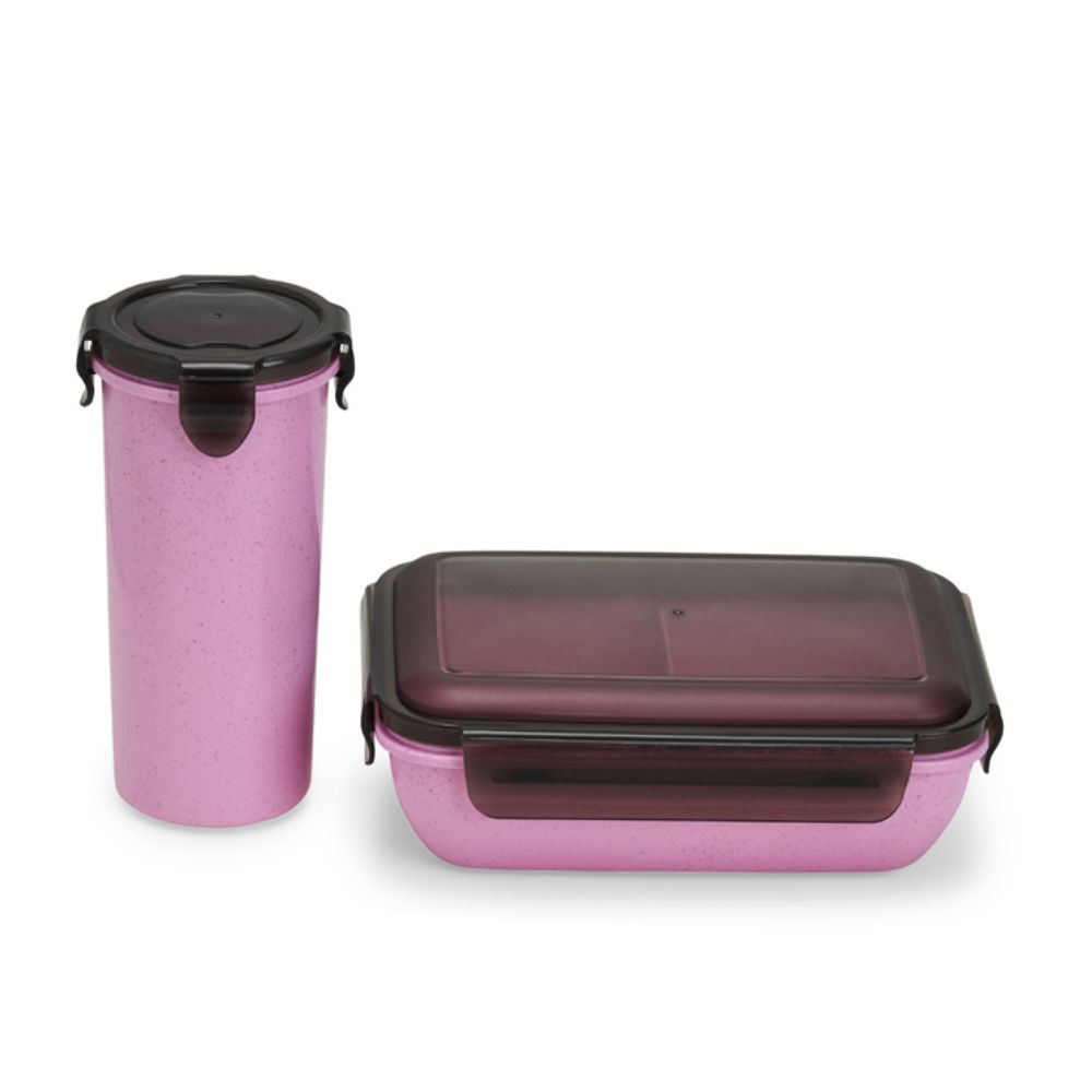 Kit Copo e Marmita Fibra Rosa de Bambu  para Brindes
