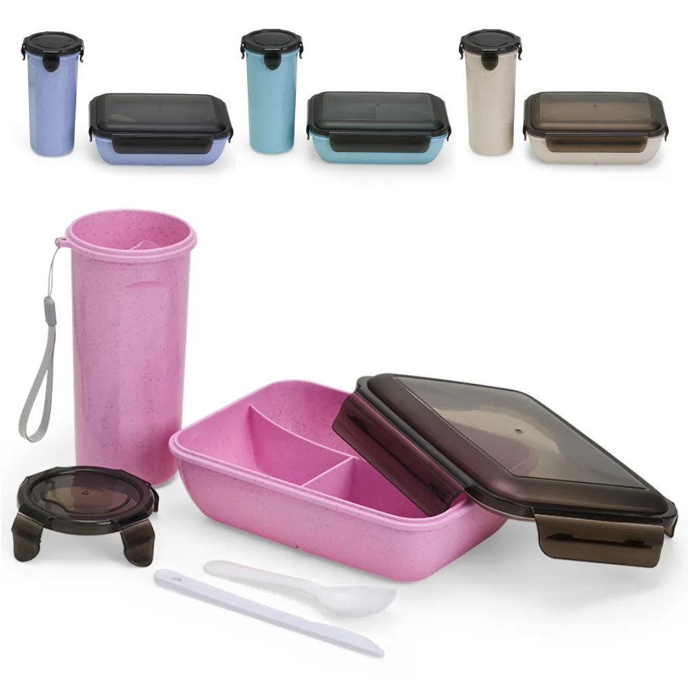 Kit Copo e Marmita Fibra de Bambu Personalizado para Brindes Promocionais