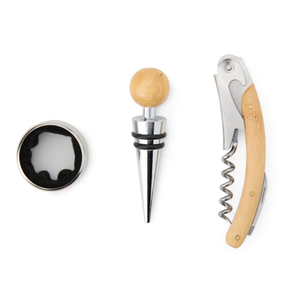 kit vinho em bambu personalizado para brindes corporativos
