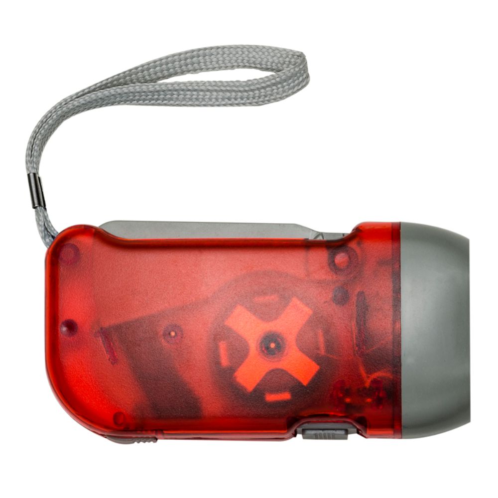 Lanterna Plástica Dínamo Vermelha para Brindes Personalizados