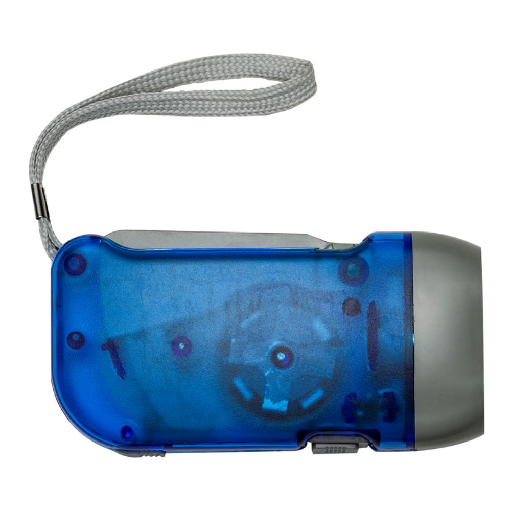 Lanterna Plástica Dínamo Azul para Brindes Personalizados
