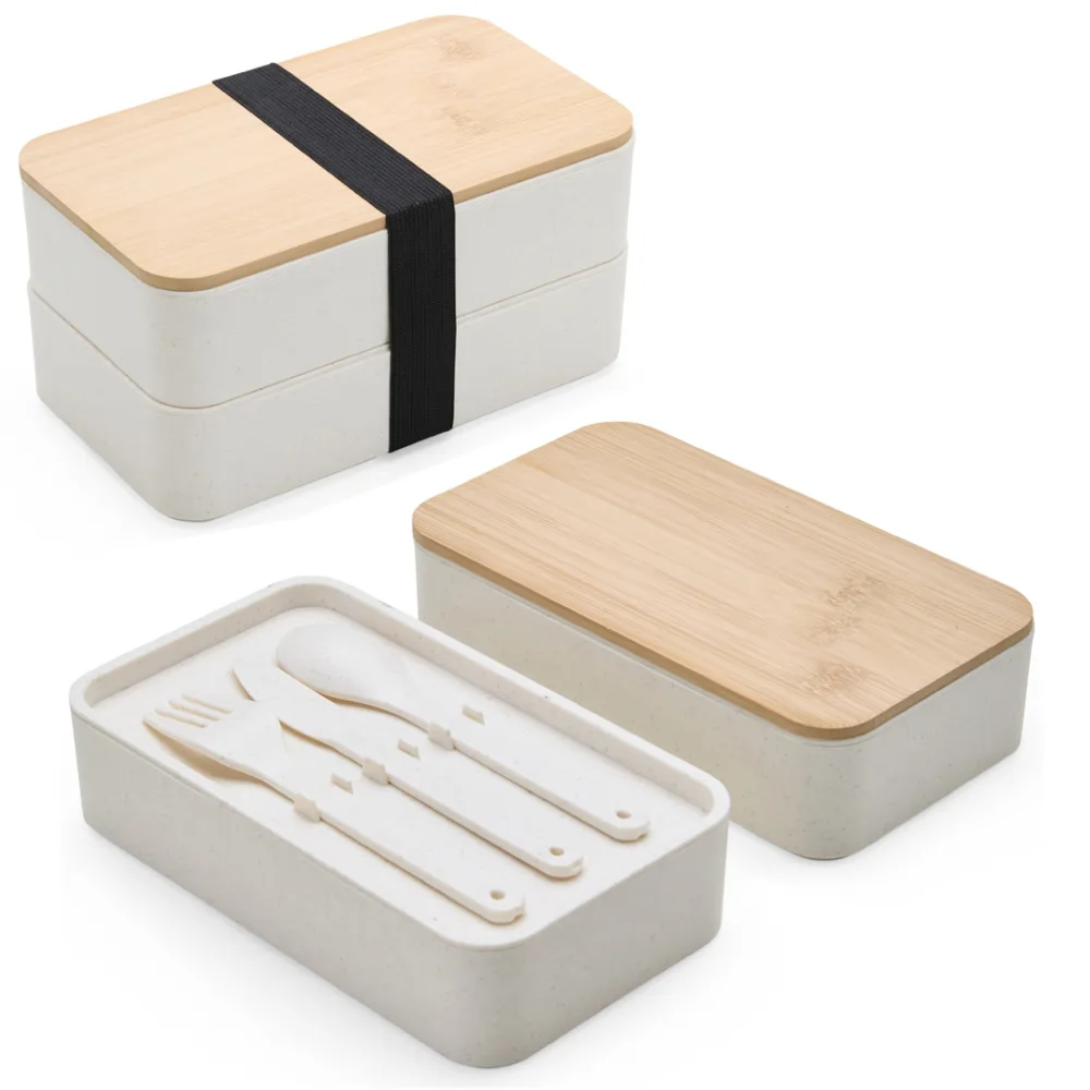 Marmita dupla fibra de trigo personalizada para brindes promocionais