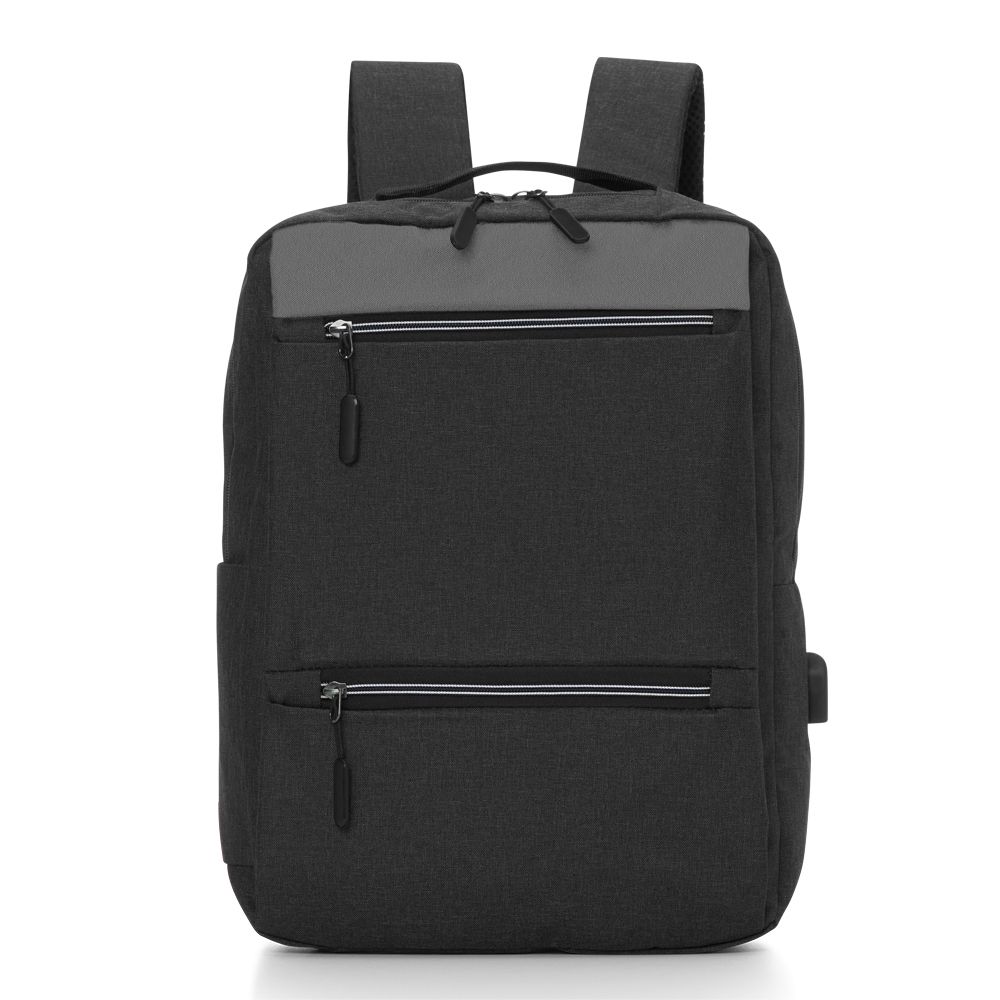 Mochila de Nylon USB 21L Preto Promocional para Brindes