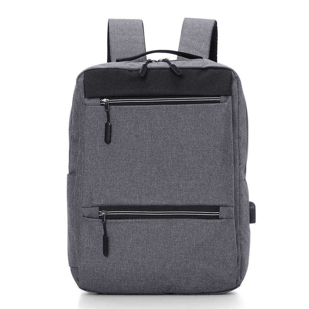 Mochila de Nylon USB 21L Cinza  Promocional para Brindes